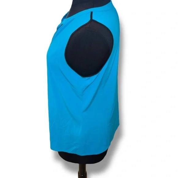 CALVIN KLEIN Split V-Neck Trim Sleeveless Top Tank - Teal Plus 1X - Picture 3 of 12